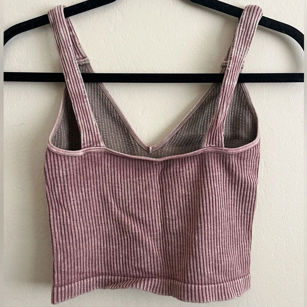 Intimately Free People Pink Washed Seamless Crop Ribbed Tank Top sz XS/S - Picture 3 of 4